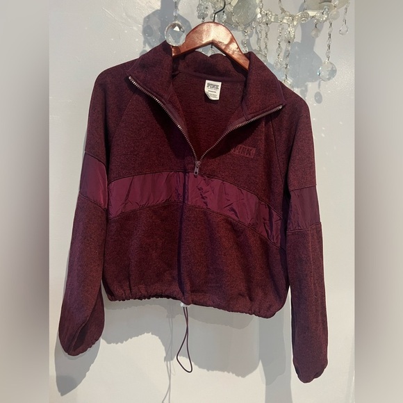 PINK Victoria's Secret Burgundy Bomber Jacket C048 - Picture 4 of 5